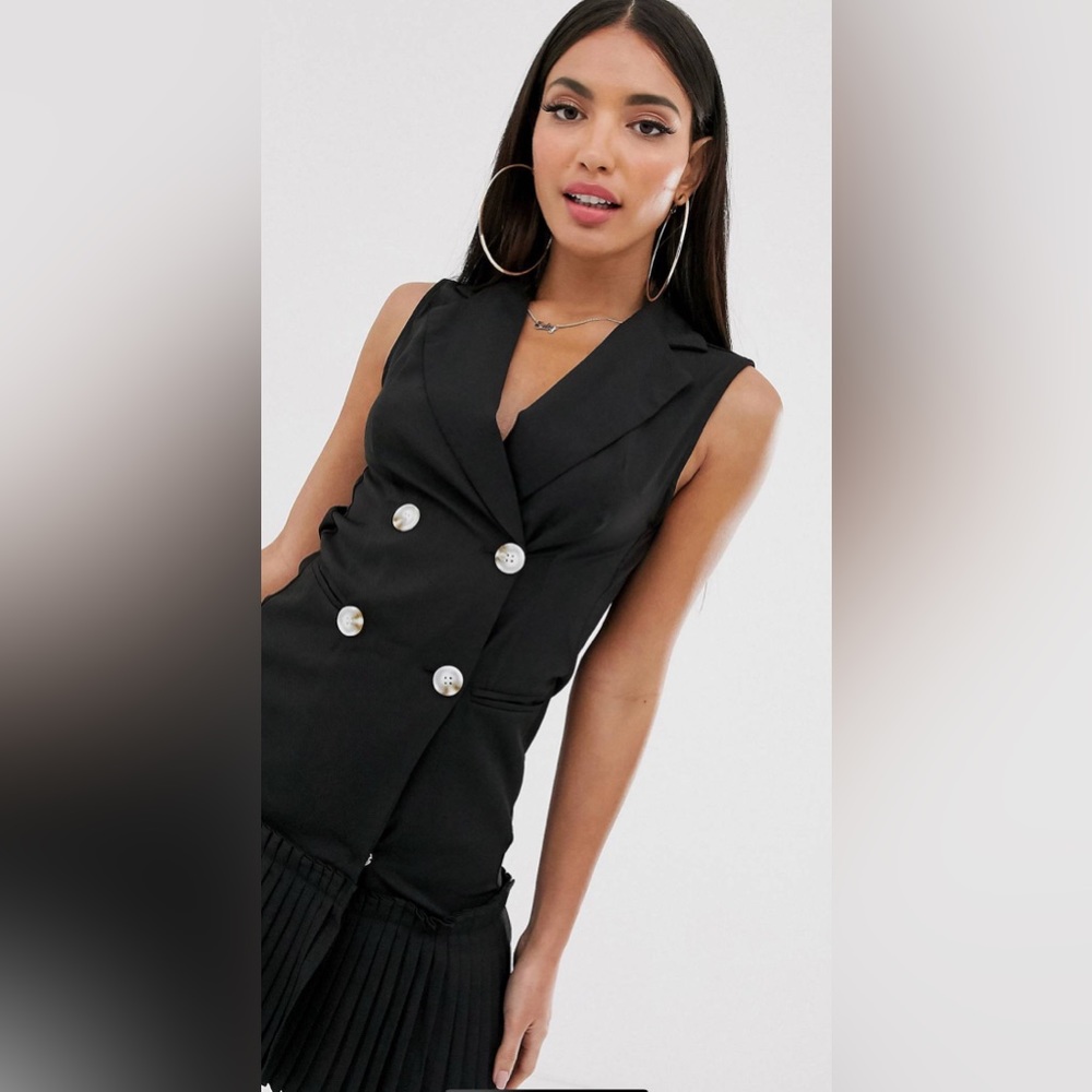 Missguided Tall Pleated Hem Blazer Dress